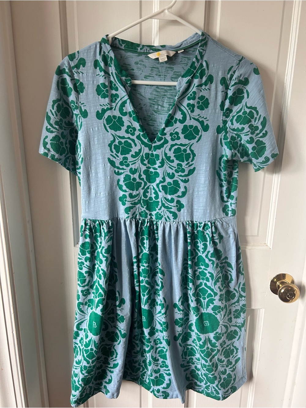 Boden Naomi Dress Green & Blue Print
